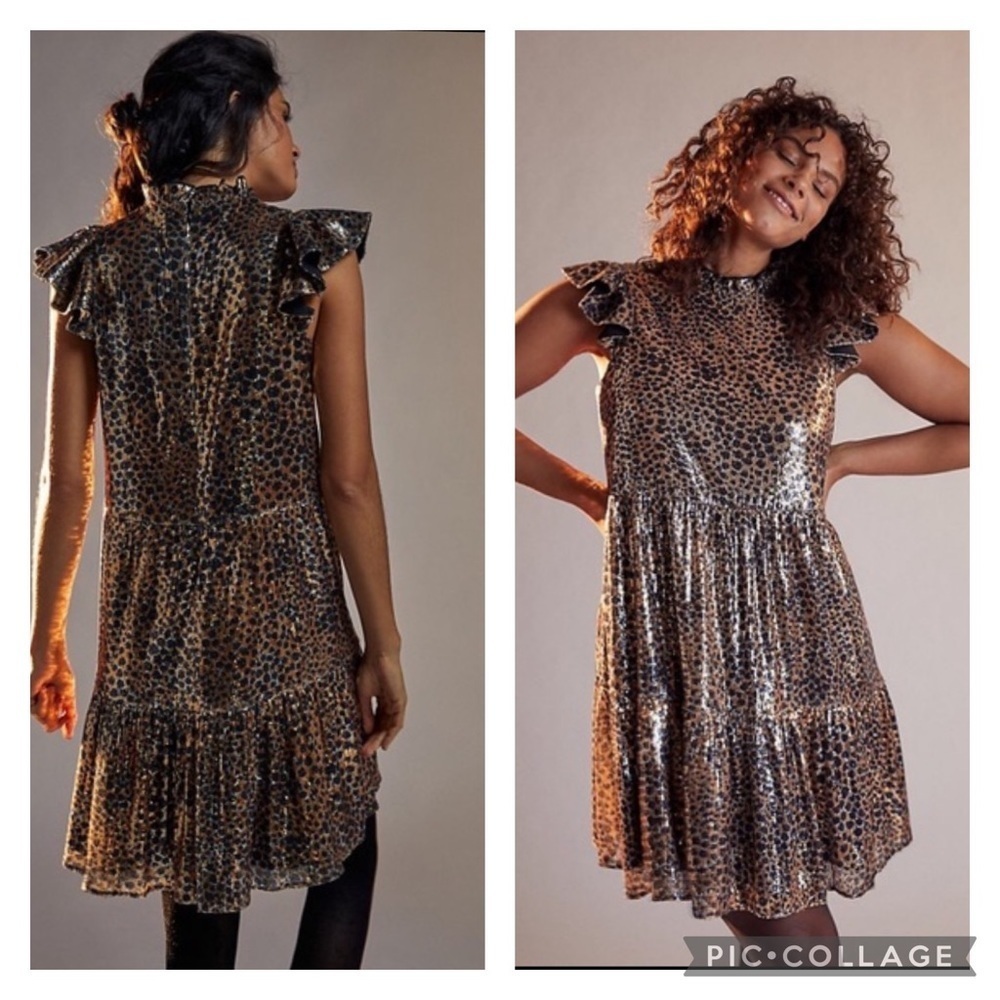 Anthropologie Leopard Print Mini Dress